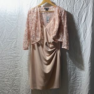 2-piece pink mother of the bride dress with lace jacket size 16